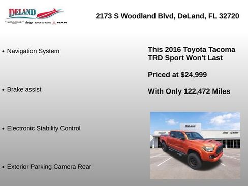 Used 2016 Toyota Tacoma TRD Sport w/ Towing Package AWD/4WD image 2