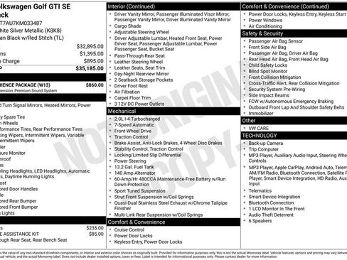 Used 2019 Volkswagen GTI SE w/ SE Experience Package FWD image 31