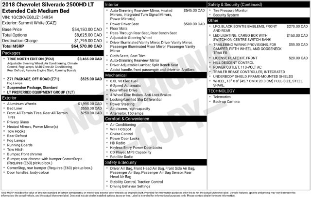 Used 2018 Chevrolet Silverado 2500 LT w/ True North Edition AWD/4WD image 2