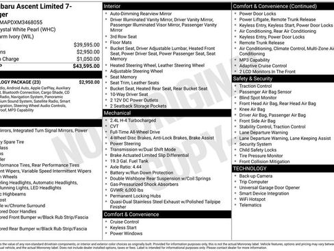 Used 2021 Subaru Ascent Limited w/ Technology Package image 3