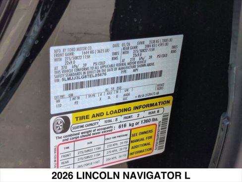 New 2026 Lincoln Navigator L Reserve w/ Jet Appearance Package AWD/4WD image 15