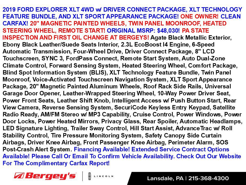 Used 2019 Ford Explorer XLT w/ Equipment Group 202A AWD/4WD image 2