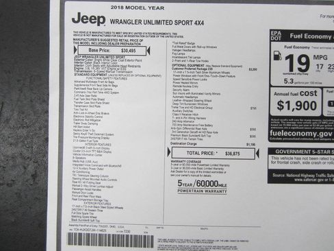 Used 2018 Jeep Wrangler Unlimited Sport S AWD/4WD image 40