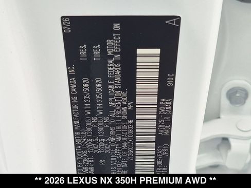 New 2026 Lexus NX 350h AWD w/ Premium Package image 18