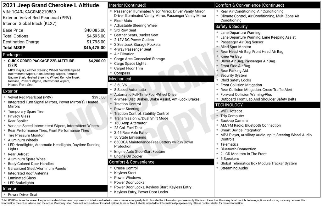 Used 2021 Jeep Grand Cherokee L Laredo AWD/4WD image 5