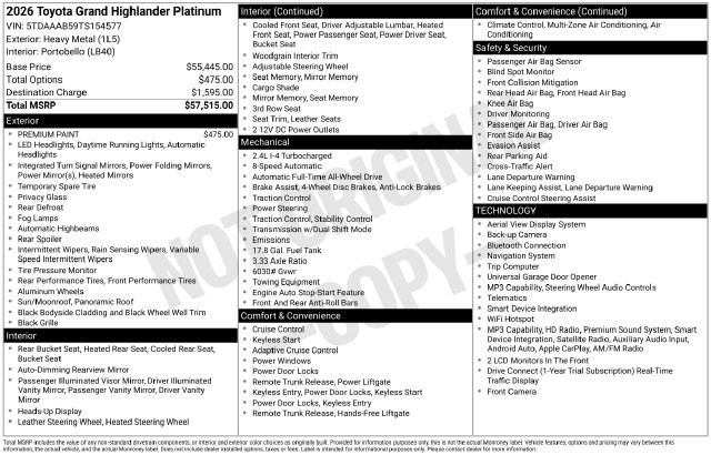 Certified 2026 Toyota Grand Highlander AWD image 39