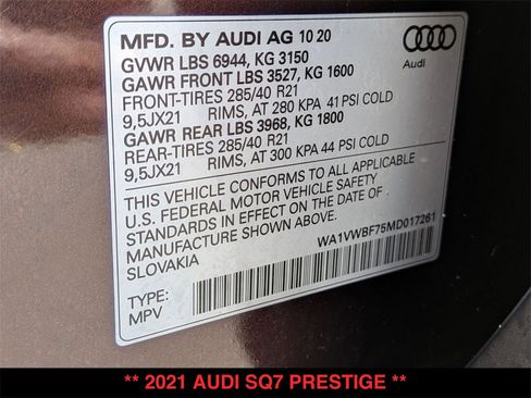 Used 2021 Audi SQ7 Prestige w/ Prestige Package image 36