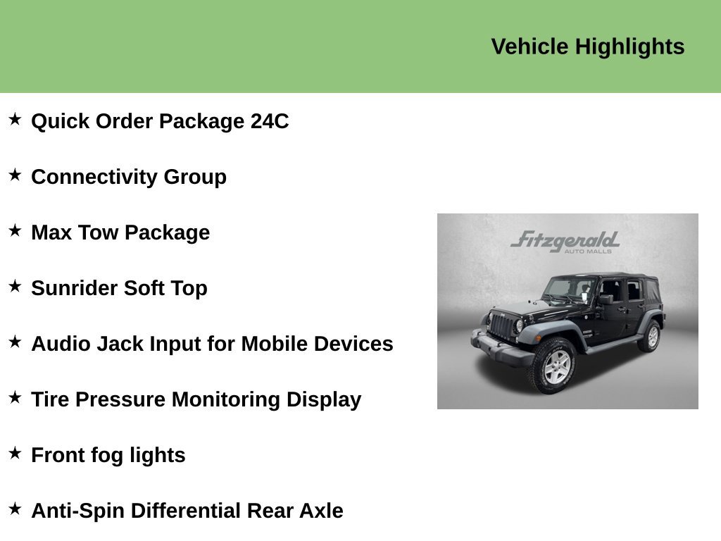 Used 2018 Jeep Wrangler Unlimited Sport w/ Connectivity Group AWD/4WD image 9