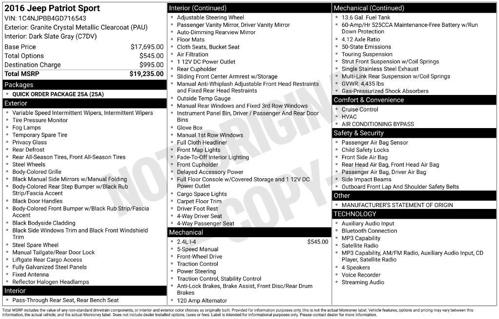 Used 2016 Jeep Patriot Sport FWD image 3