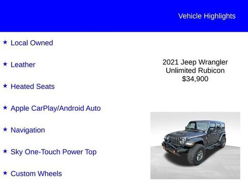 Used 2021 Jeep Wrangler Unlimited Rubicon AWD/4WD image 2