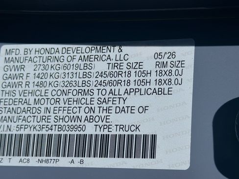 New 2026 Honda Ridgeline RTL image 28
