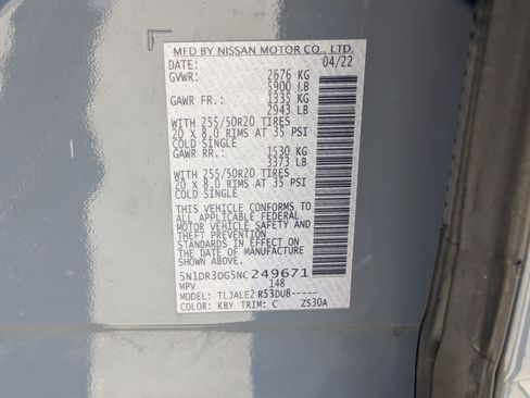Used 2022 Nissan Pathfinder Platinum w/ Cargo Package FWD image 35