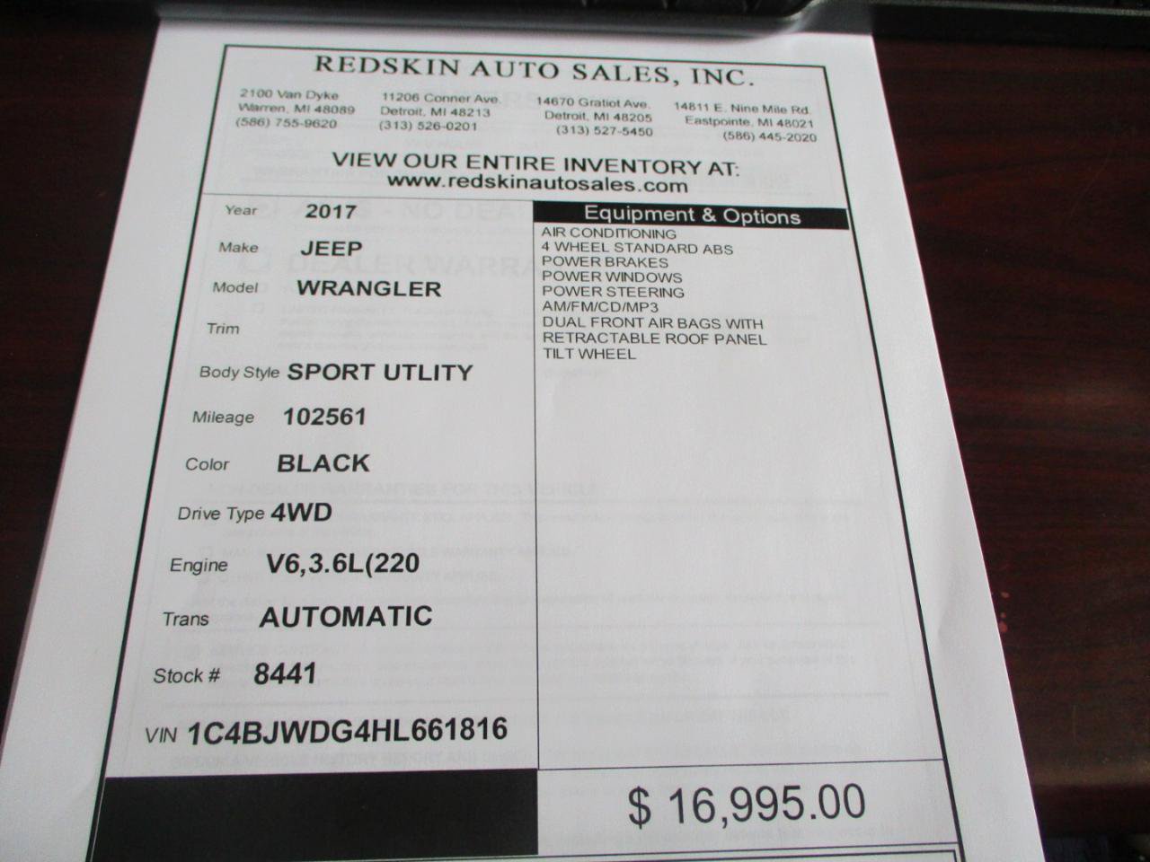 Used 2017 Jeep Wrangler Unlimited Sport w/ Quick Order Package 24S AWD/4WD image 15