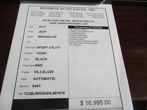 Used 2017 Jeep Wrangler Unlimited Sport w/ Quick Order Package 24S AWD/4WD image 15