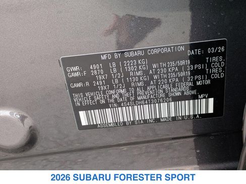 New 2026 Subaru Forester Sport w/ Onyx Edition AWD/4WD image 29