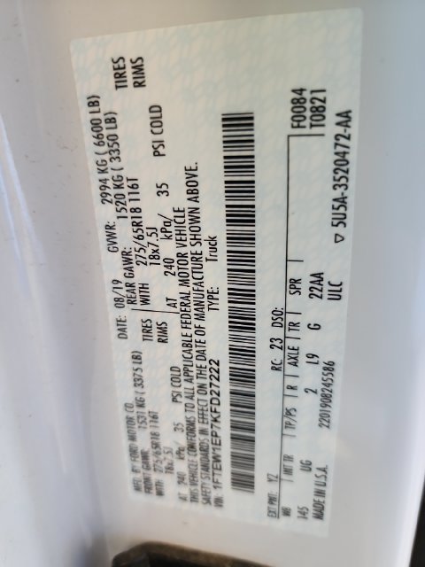Used 2019 Ford F150 XLT w/ Equipment Group 302A Luxury AWD/4WD image 24
