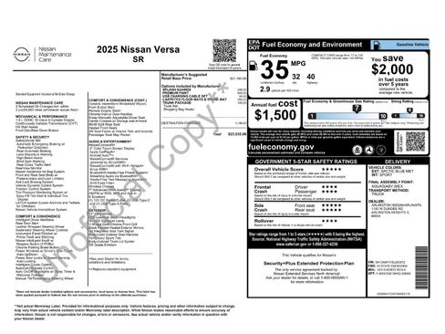 Certified 2025 Nissan Versa SR w/ Trunk Package image 39