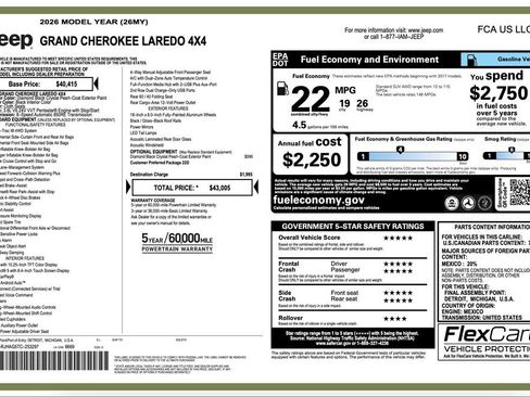 New 2026 Jeep Grand Cherokee Laredo AWD/4WD image 2