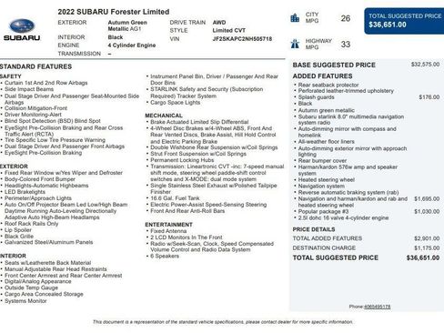 Used 2022 Subaru Forester Limited w/ Popular Package #3 image 40