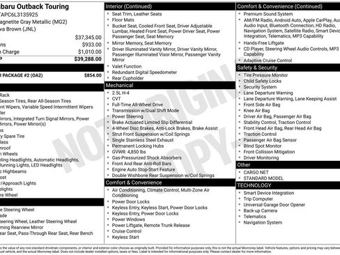 Used 2020 Subaru Outback Touring w/ Popular Package #2 image 28