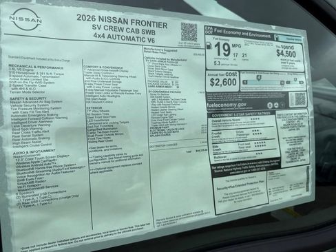 New 2026 Nissan Frontier SV w/ SV Convenience Package AWD/4WD image 32