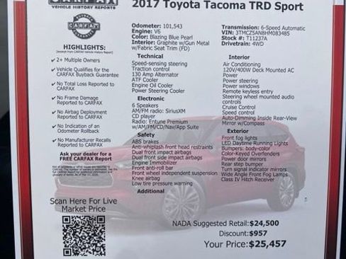 Used 2017 Toyota Tacoma TRD Sport w/ Tow Package (A/T) image 40