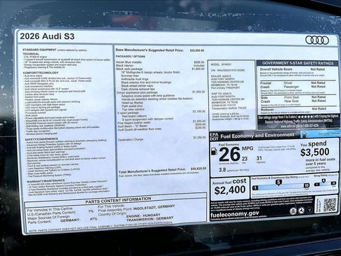 New 2026 Audi S3 Premium AWD/4WD image 16