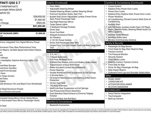 Used 2015 INFINITI Q50 2.0t w/ Moonroof Package image 1