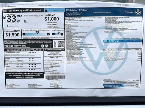 New 2026 Volkswagen Jetta Sport FWD image 19