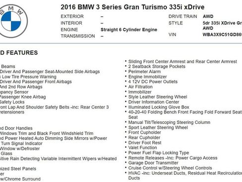 Used 2016 BMW 335i Gran Turismo xDrive AWD/4WD image 23