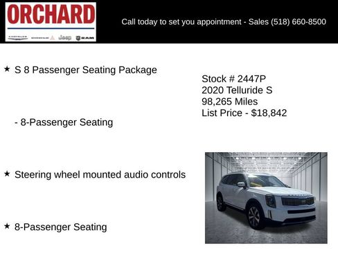 Used 2020 Kia Telluride S w/ S 8 Passenger Seating Package FWD image 5