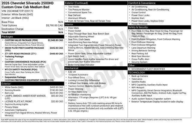 New 2026 Chevrolet Silverado 2500 Custom w/ Custom Value Package AWD/4WD image 2