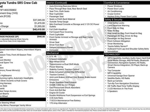 Used 2019 Toyota Tundra SR5 w/ SR5 Upgrade Package RWD image 36
