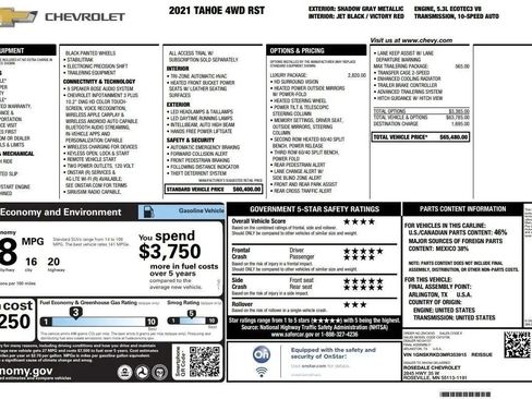 Used 2021 Chevrolet Tahoe RST w/ Luxury Package image 48