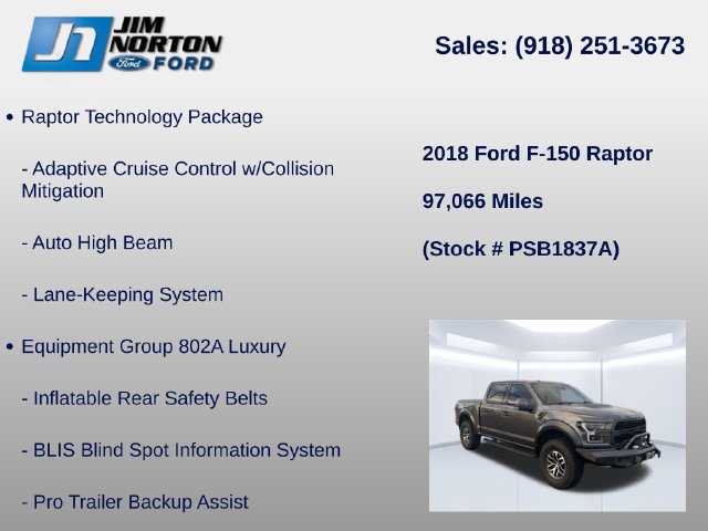 Used 2018 Ford F150 Raptor w/ Equipment Group 802A Luxury AWD/4WD image 8