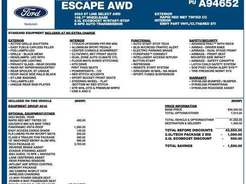 Used 2023 Ford Escape ST-Line Select w/ Tech Pack #2 image 2