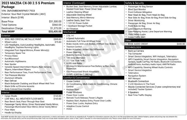 Certified 2023 MAZDA CX-30 AWD 2.5 S w/ Premium Package image 21
