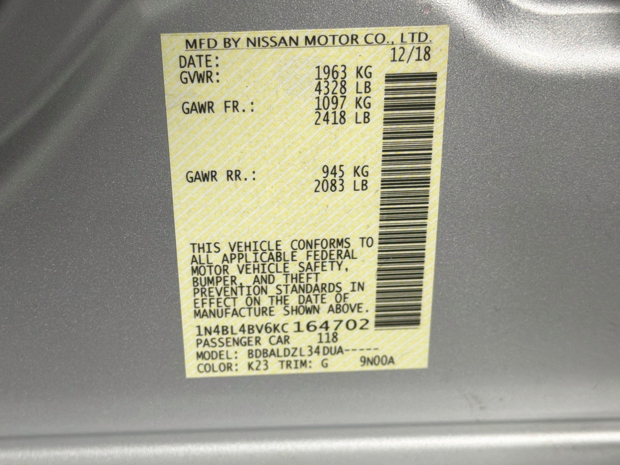 Used 2019 Nissan Altima 2.5 S FWD image 12