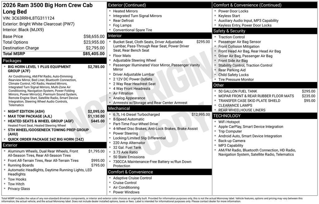 New 2026 RAM 3500 Big Horn AWD/4WD image 5