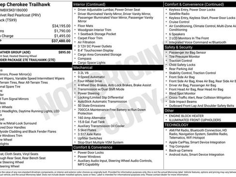 Used 2019 Jeep Cherokee Trailhawk w/ Cold Weather Group image 1