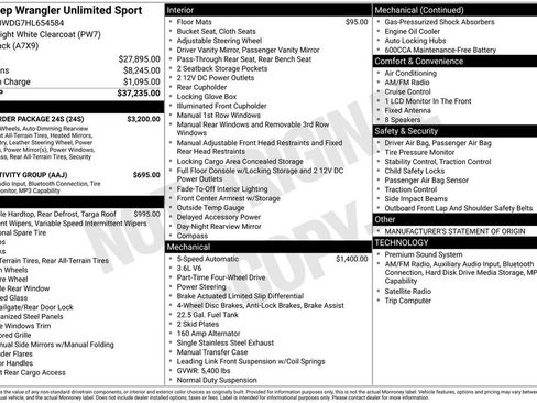 Used 2017 Jeep Wrangler Unlimited Sport w/ Quick Order Package 24S AWD/4WD image 4