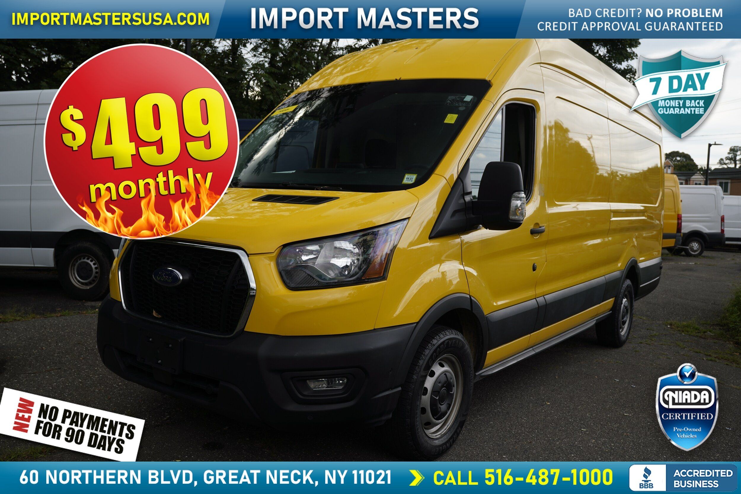 Used 2021 Ford Transit 250 148 High Roof Extended w/ Parcel Delivery Package RWD image 1