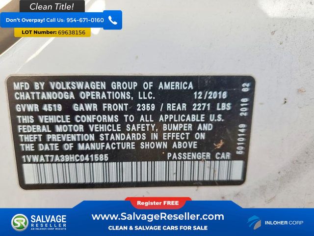 Used 2017 Volkswagen Passat 1.8T S FWD image 17