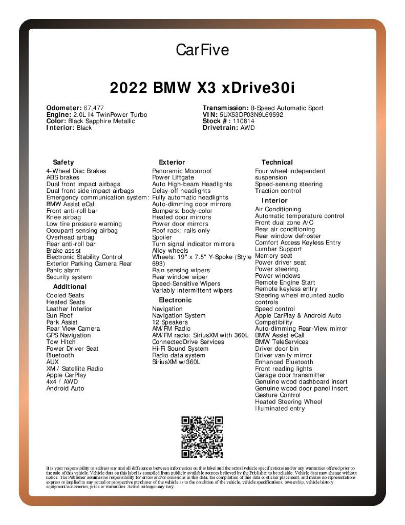 Used 2022 BMW X3 xDrive30i w/ Premium Package 2 AWD/4WD image 29