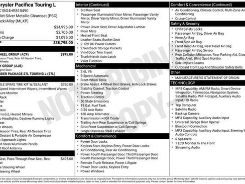 Used 2017 Chrysler Pacifica Touring-L w/ Tire & Wheel Group FWD image 17