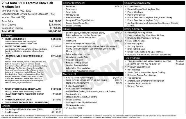 Used 2024 RAM 3500 Laramie w/ Night Edition AWD/4WD image 15