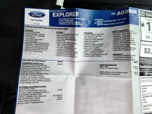 Used 2016 Ford Explorer Sport w/ Equipment Group 401A image 78