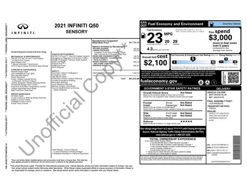 Used 2021 INFINITI Q50 Sensory w/ Cargo Package RWD image 59