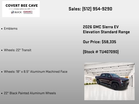 New 2026 GMC Sierra EV Elevation w/ LPO, Elevation Dark Package AWD/4WD image 13
