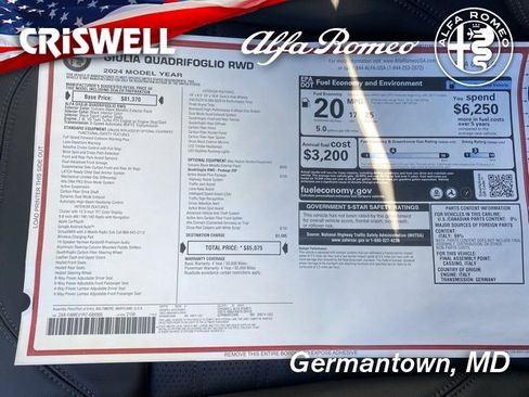 New 2024 Alfa Romeo Giulia Quadrifoglio w/ Active Assist Plus Package image 45